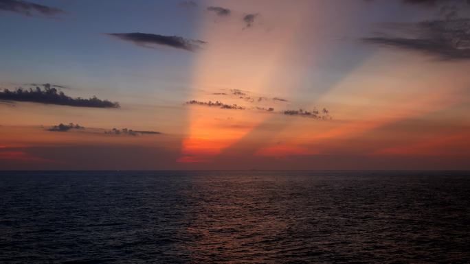 【4K】大海-晚霞-夕阳-海面-海平面