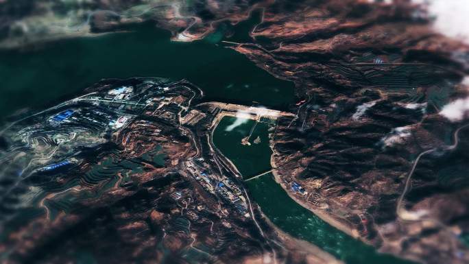 4K三门峡水库地图实景动画素材