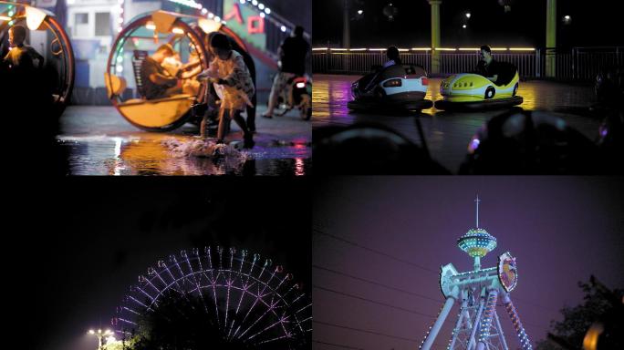 城市夜景游乐园沈阳万泉公园摩天轮素材