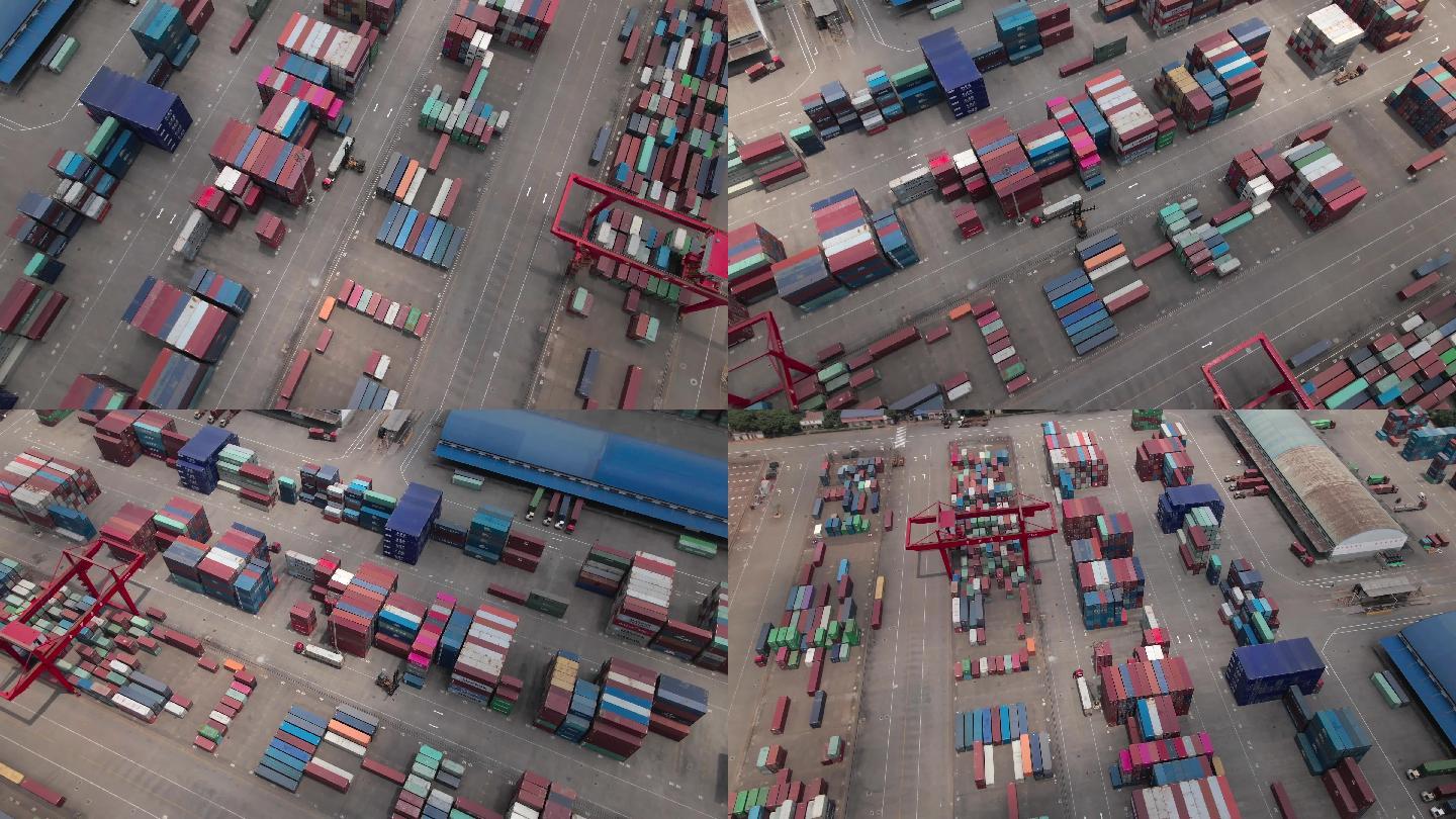 4K长沙新港码头装载机装货环绕航拍空镜
