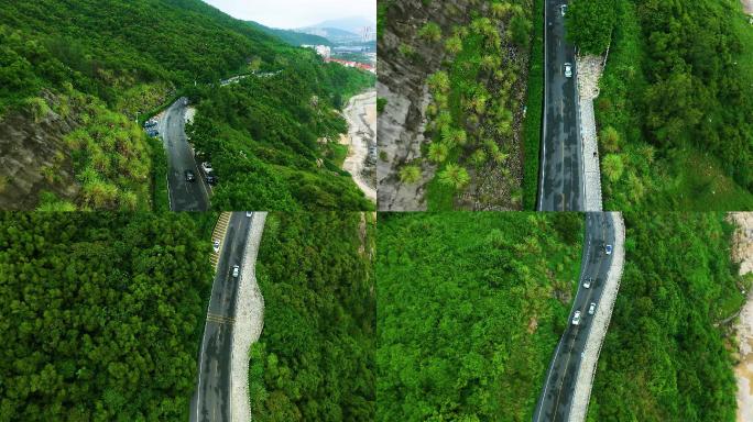 汽车行驶在沿海山路