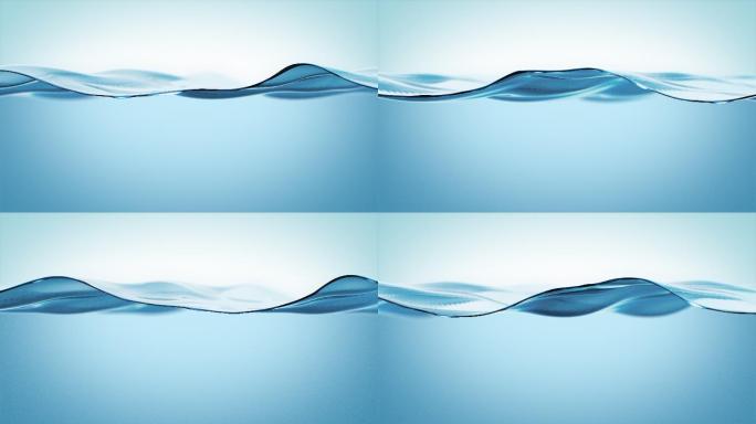 纯蓝色的水流动。水果特写慢动作水高端冲水