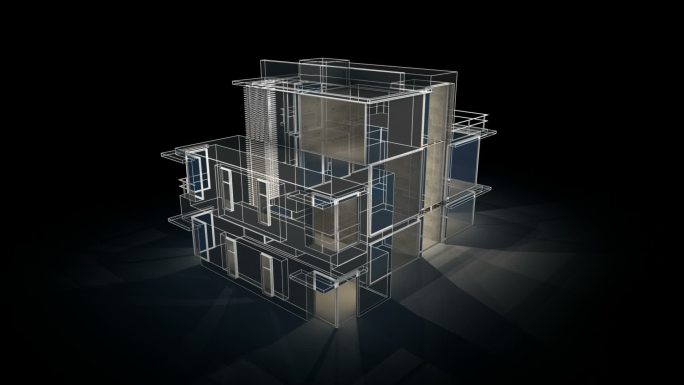 房屋建筑三维图模拟外框面版图