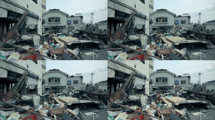 海啸过后被毁的房屋。