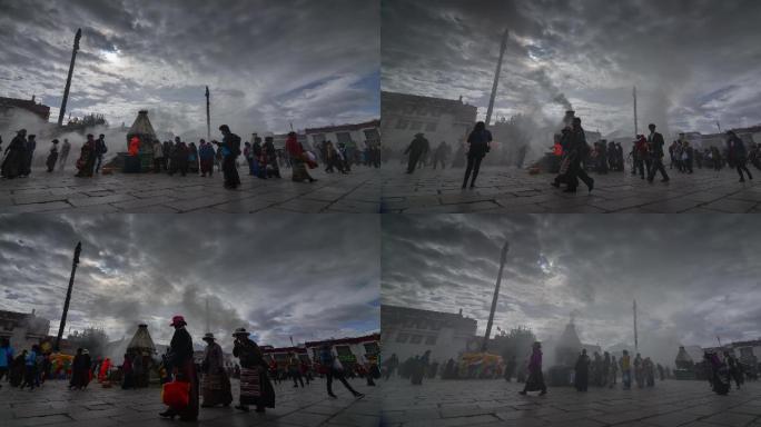西藏拉萨大昭寺广场八廓街延时