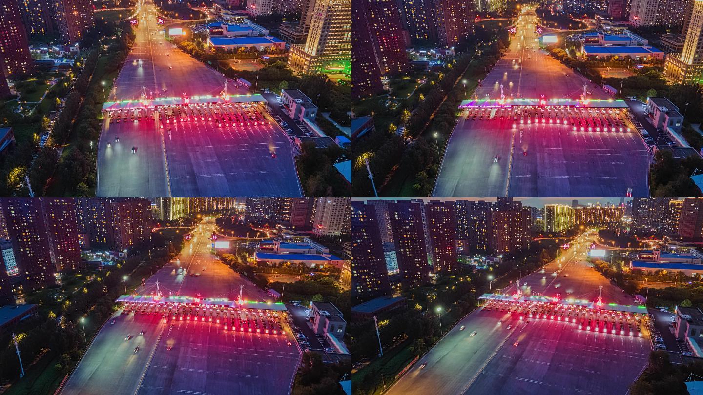 大气4K 高速收费站沈阳站夜景延时摄影