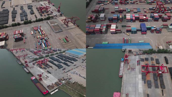 4K长沙新港航运码头航拍空镜