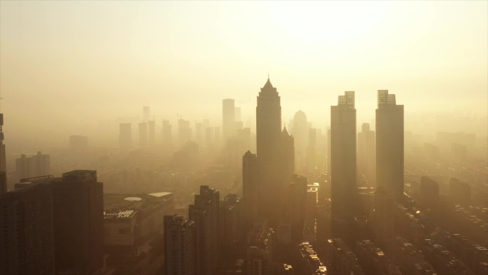 【原创】城市日出 日出 雾霾 航拍