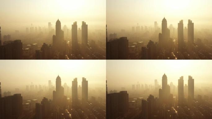 【原创】城市日出 日出 雾霾 航拍
