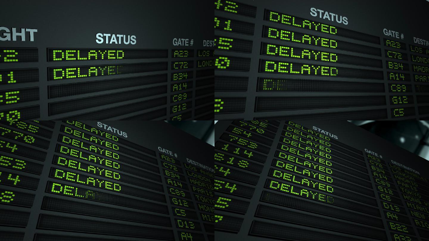 所有航班延误，航班信息板