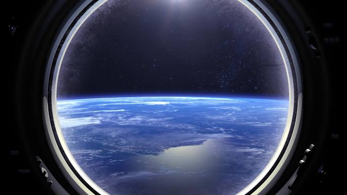 从宇宙飞船的窗口看地球