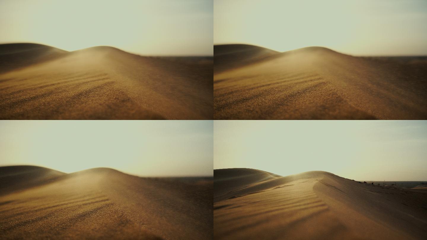 日落时的沙漠夕阳黄昏日落时分沙漠景色