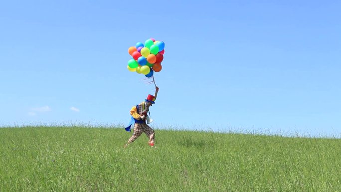 拿气球的小丑气球绿色和谐