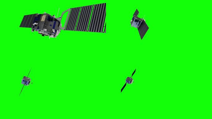 绿色屏幕上的太空卫星