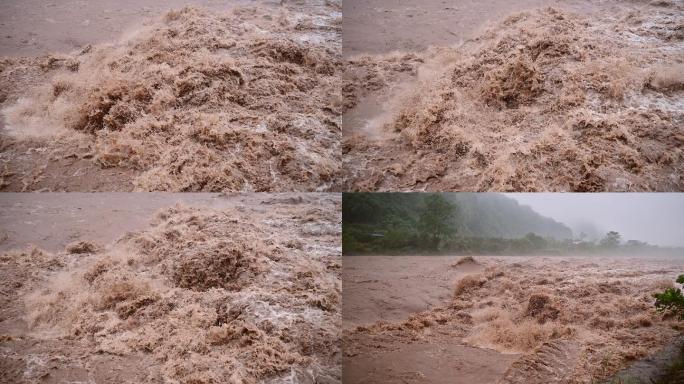 实拍洪水灾害山洪泥石流暴雨洪涝灾害素材