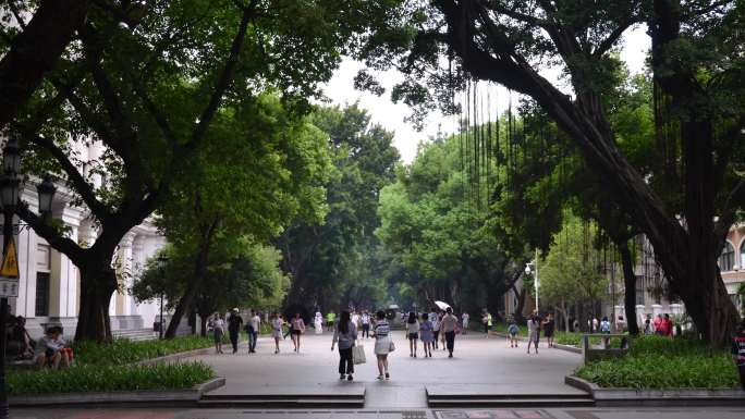 广州步行街、公园延时