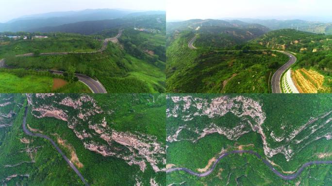 航拍山西太原西山旅游公路