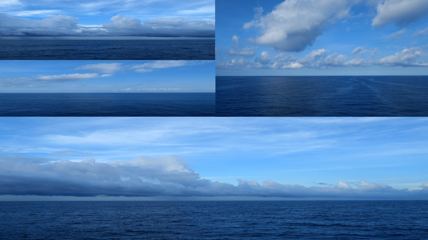 【4K】蔚蓝的大海 -蓝天白云-平静海面