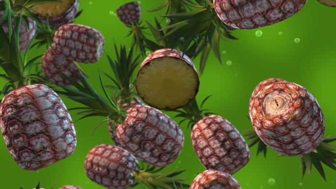 菠萝落地-三维动画