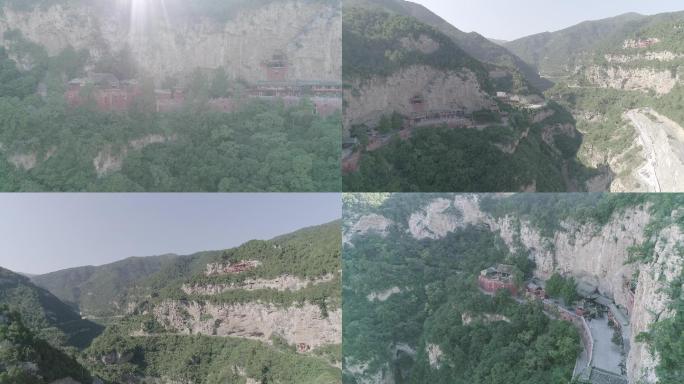 无人机航拍临汾旅游景区仙洞沟4K