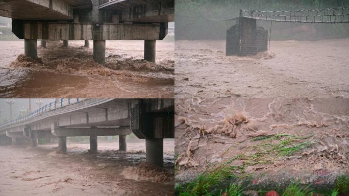 实拍暴雨洪水洪灾山洪灾害涨大水视频素材