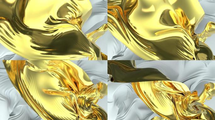 奢华金色布料丝绸流动抽象背景