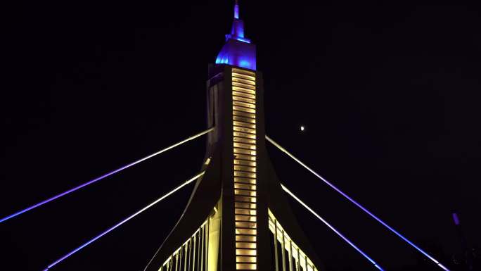 4K北京通州运河玉带河大桥夜景