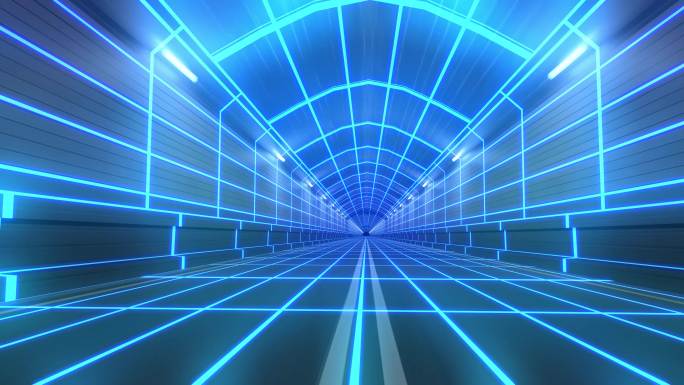 环形隧道80年代复古霓虹灯动感背景