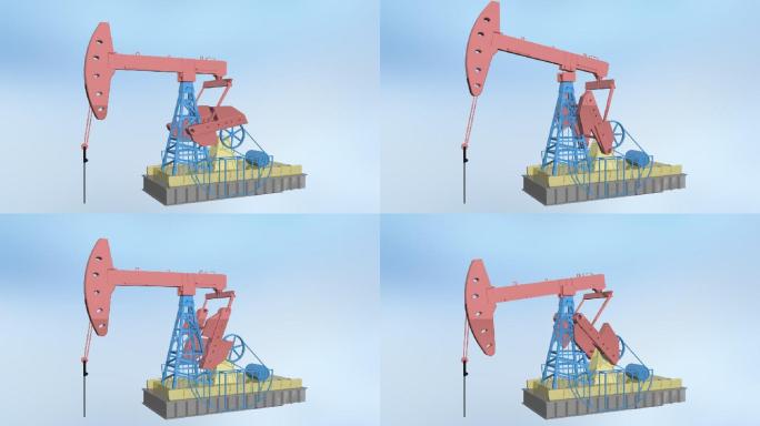 磕头机 石油探井 开采石油 三维模型