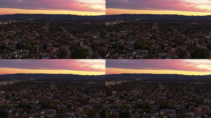 洛杉矶北岭的日落景观。
