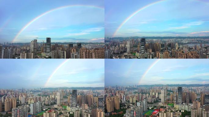 城市雨后彩虹实拍