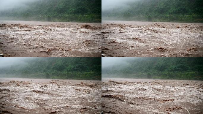 实拍洪水灾害山洪泥石流暴雨自然灾害素材