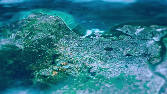 4K海口主城区地图视频动画素材
