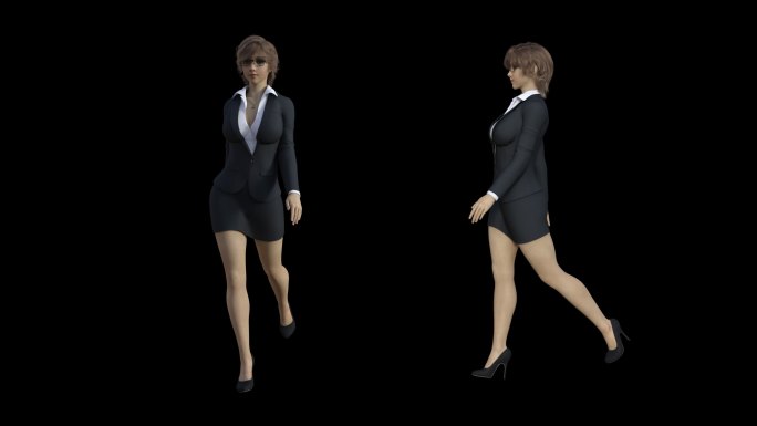 美女秘书走路循环动画走秀alpha透明