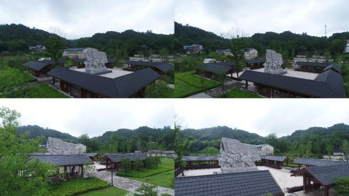 4k安徽金寨周维炯雕像航拍