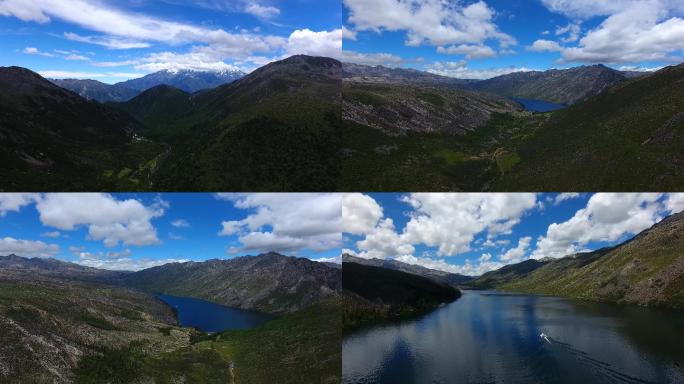 航拍四川甘孜康定木格措贡嘎山