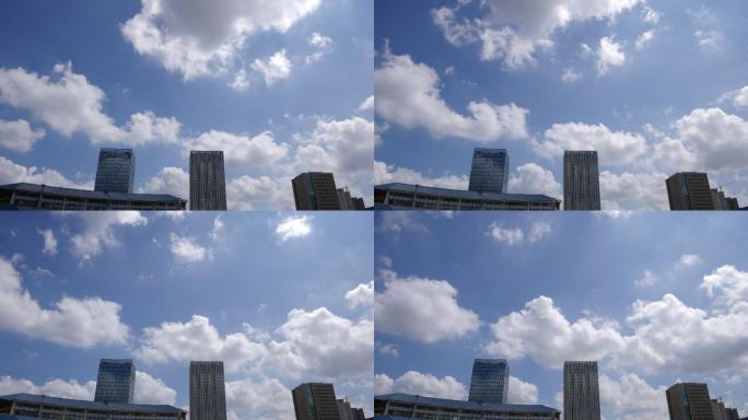 城市大气清新唯美蓝天白云4k延时视频素材