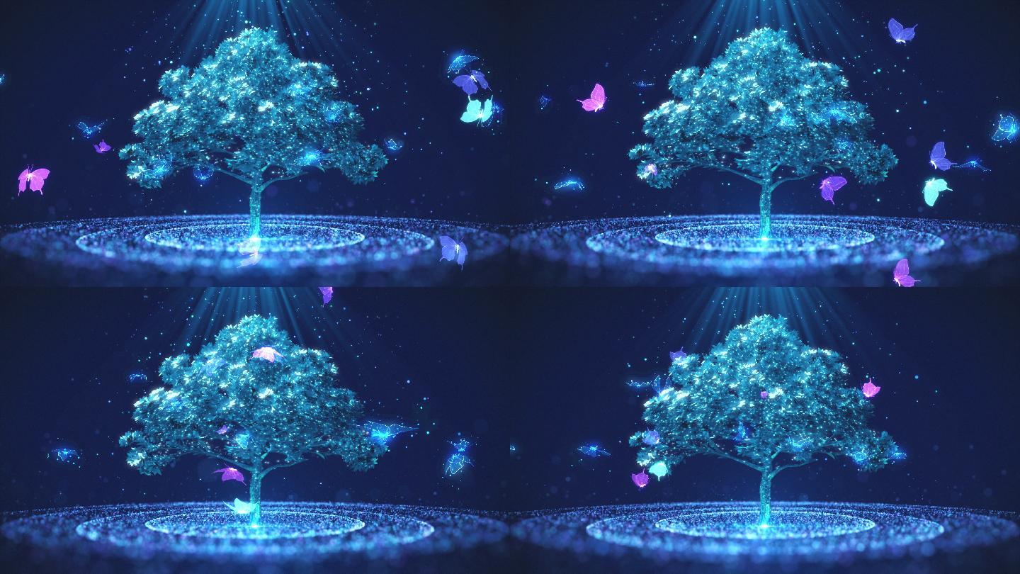 蓝色粒子树光线视频-11