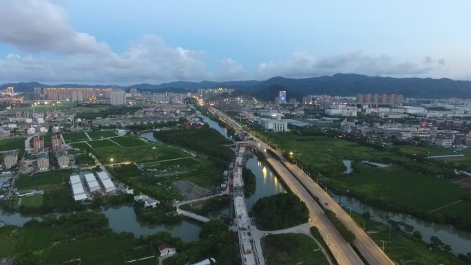 台州温岭横峰街道夜景航拍