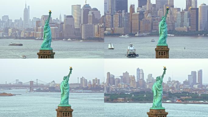 俯瞰纽约的空中自由女神像