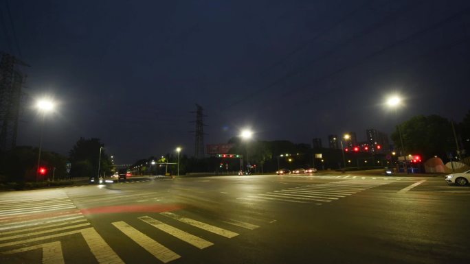 城市夜景慢门车流轨迹