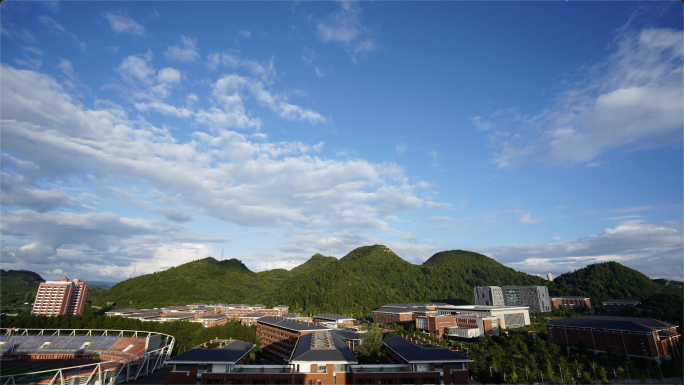 云延时，蓝天白云，时光流逝贵州大学城蓝天