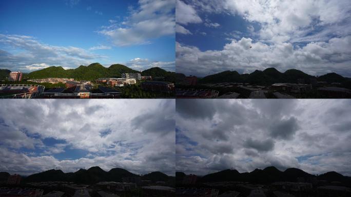 云延时，蓝天白云，时光流逝贵州大学城蓝天
