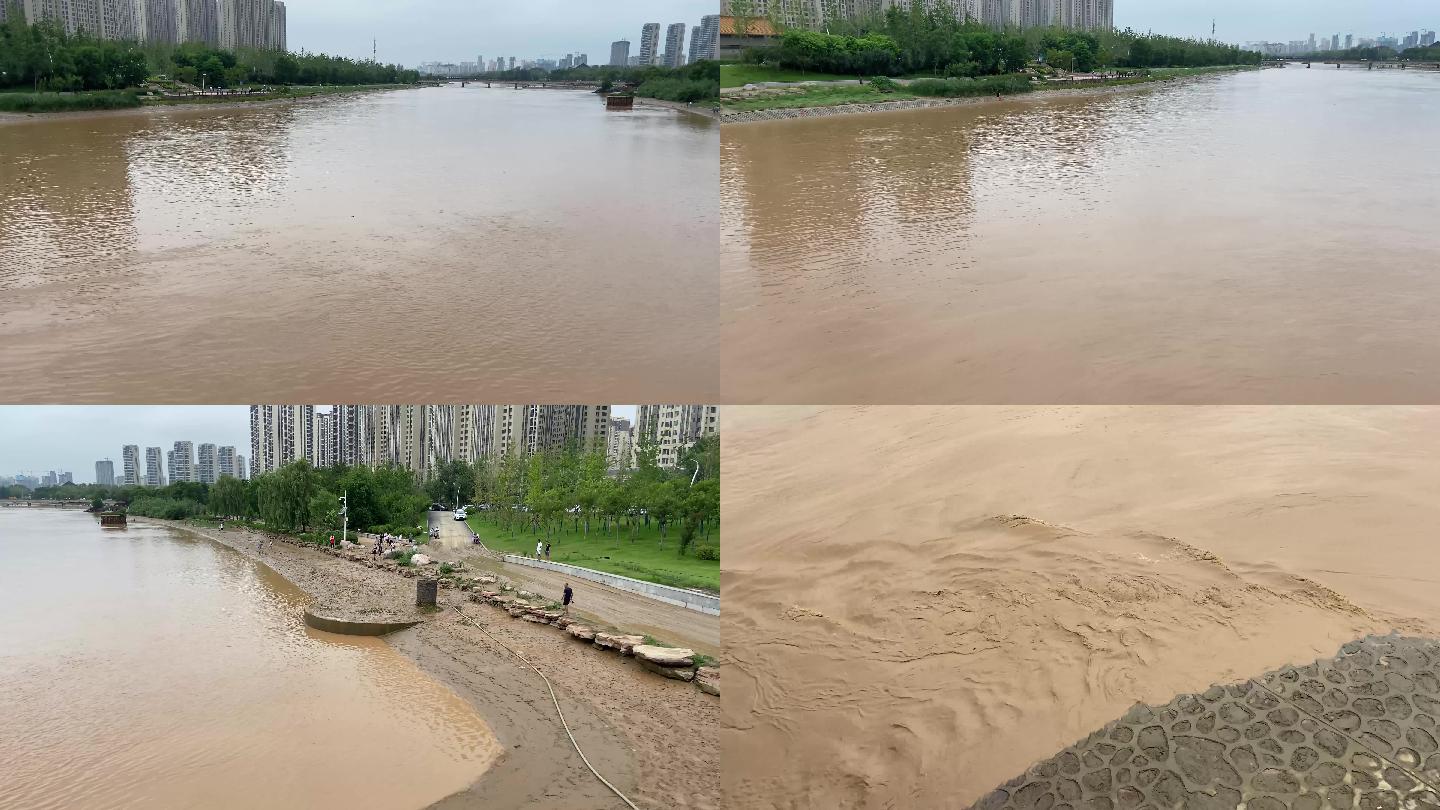 郑州2021720贾鲁河泄洪后的河水