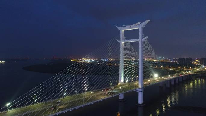 夜景航拍晋江大桥4K