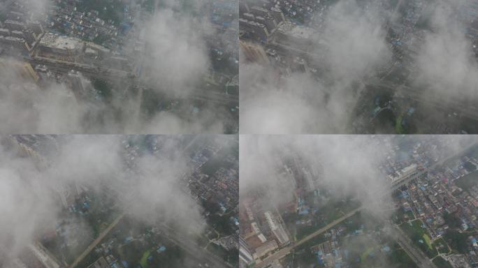 云雾下的城市，原片大疆DLOG模式。