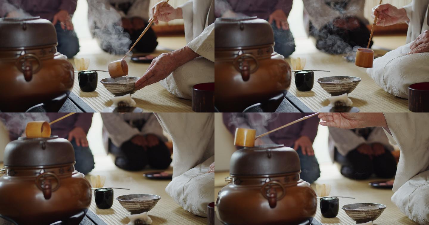 主人为客人准备茶茶道茶文化日本茶道倒茶
