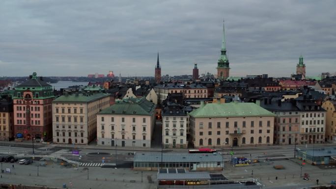 斯德哥尔摩市寂静的城市冷清的街道欧洲城市