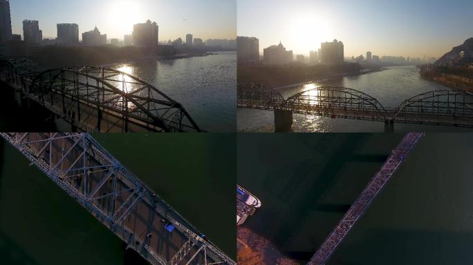 夕阳下的中山桥黄河铁桥