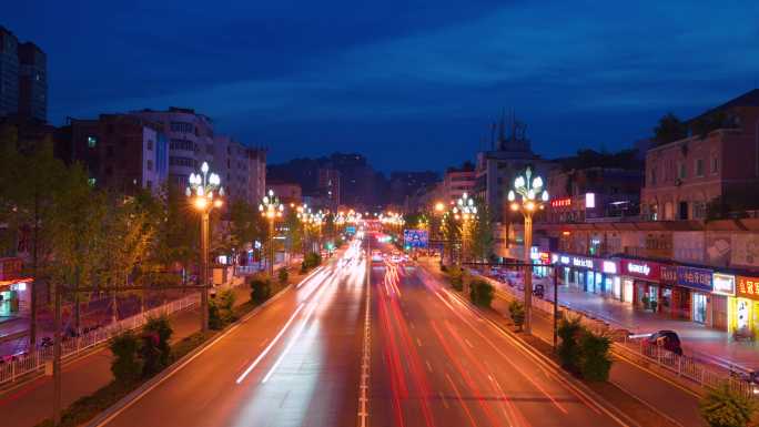 街道夜景延时，城市道路延时